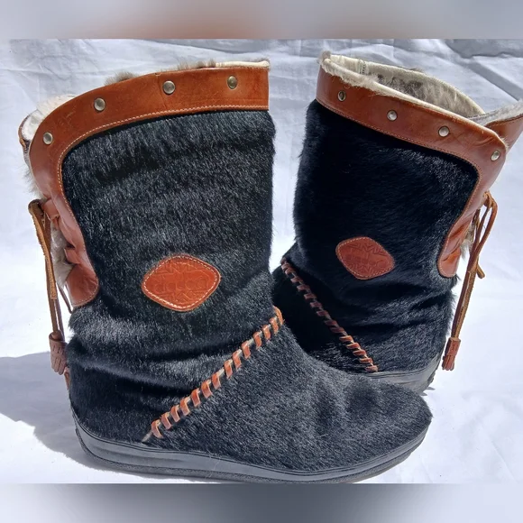 Diadora Vintage Boots Real Fur With Leather Trim - Picture 4 of 6